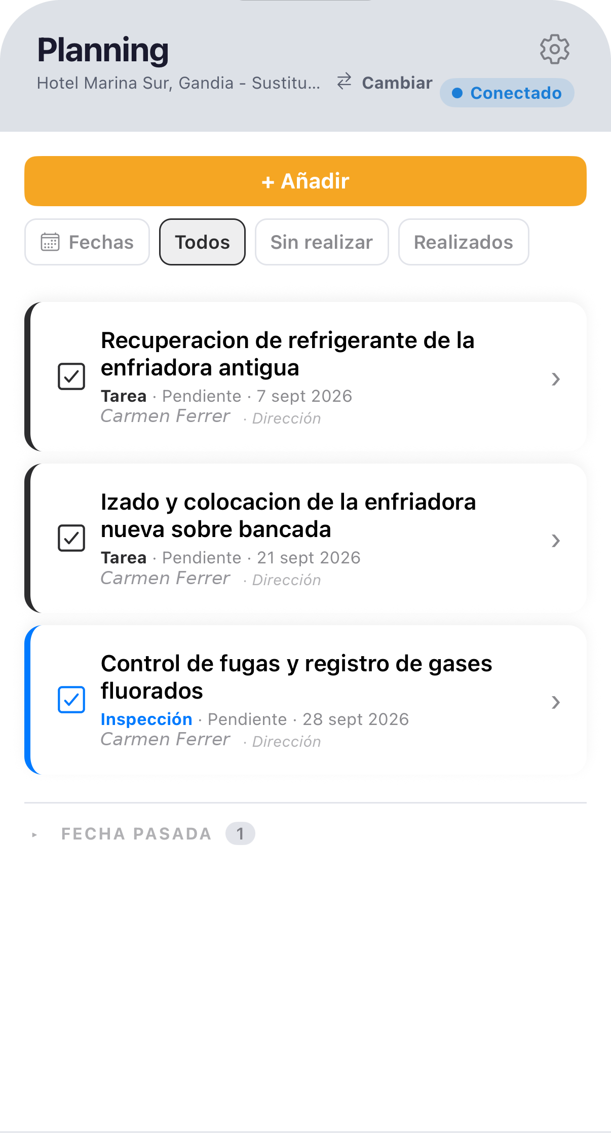 Planning real de Zetein en el móvil
